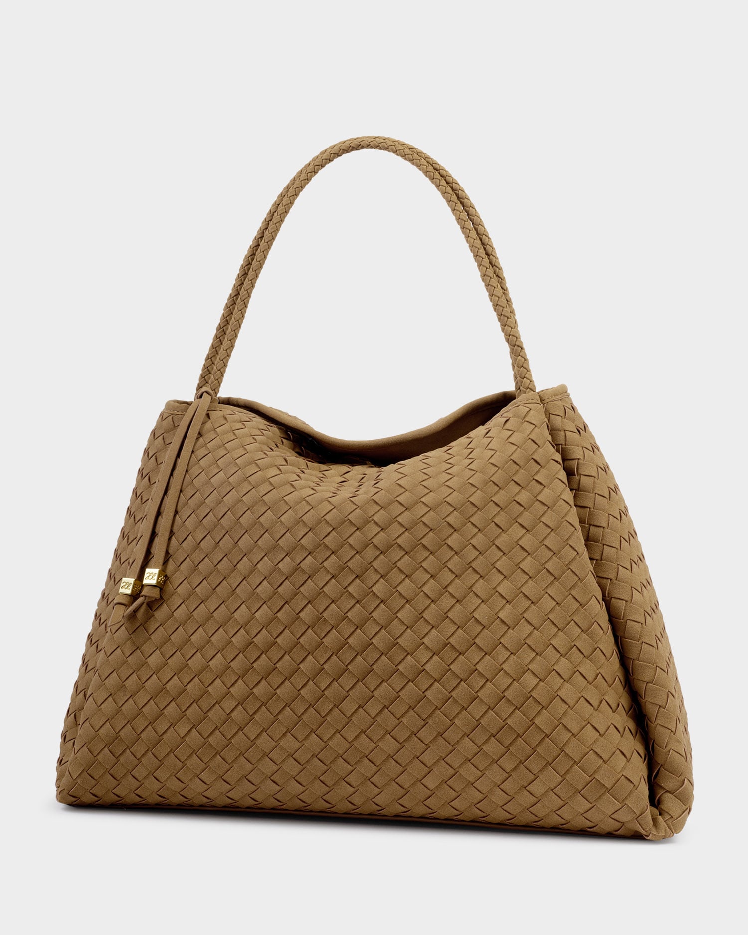 KL Nova Handwoven Large Tote Bag Light Caramel Suede SS26