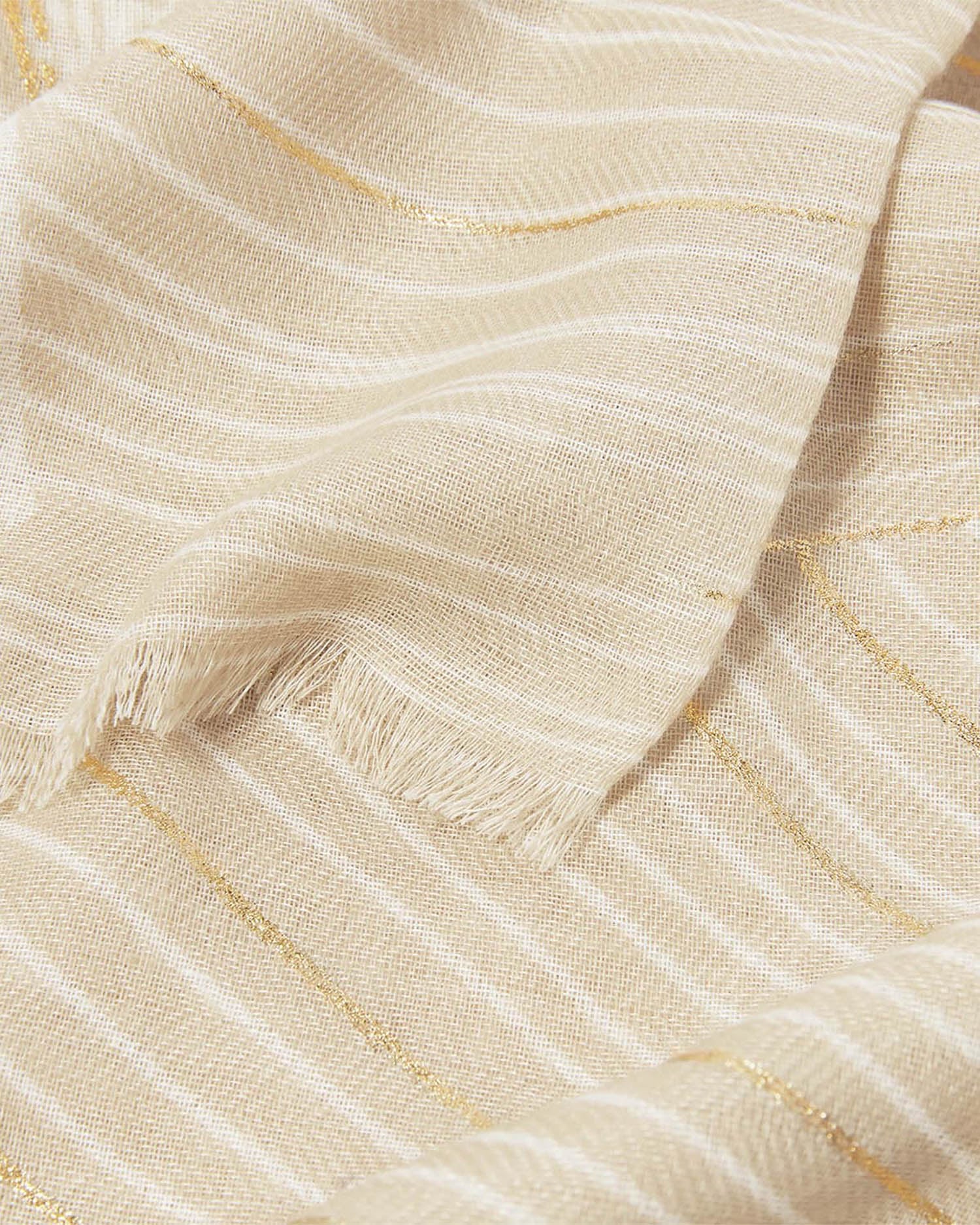 KL-PROMO Foil Printed Scarf Botanical Light Taupe