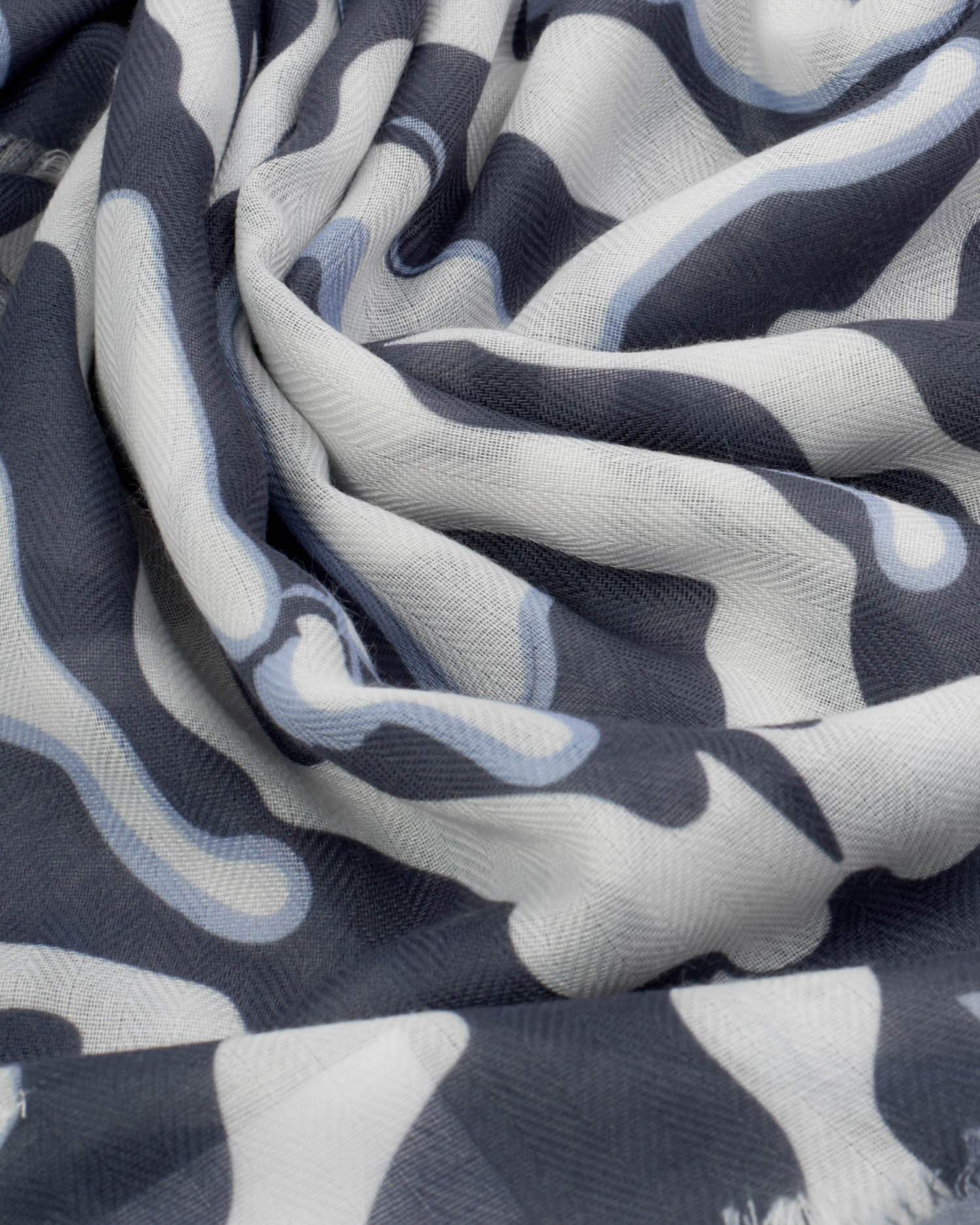 KL Printed Foil Scarf Kaleidoscope Navy