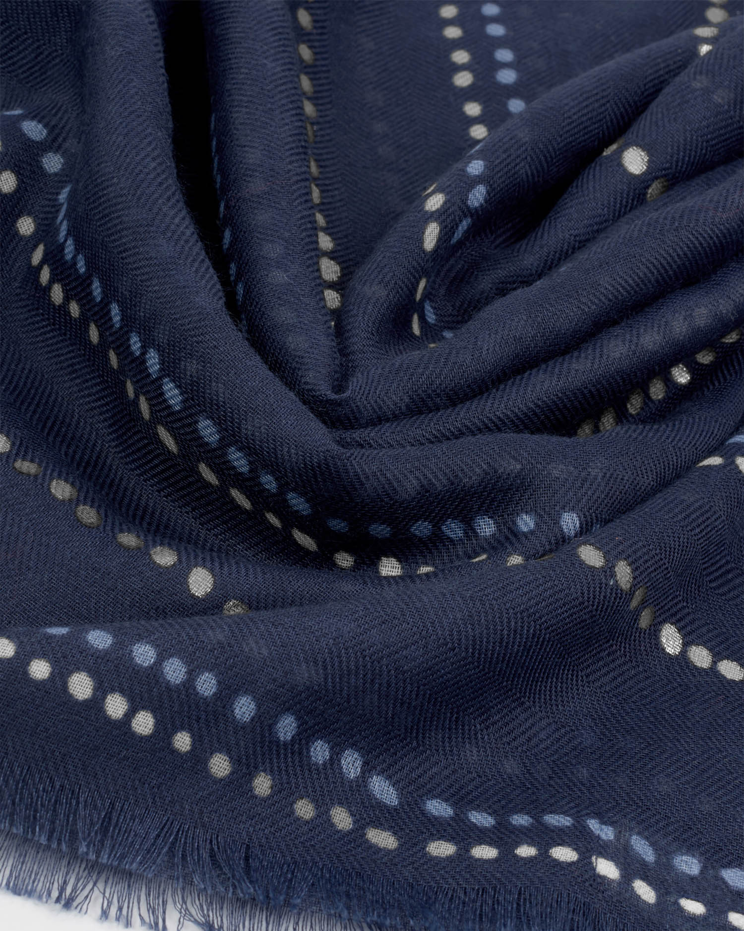 KL Printed Foil Scarf Dotty Navy