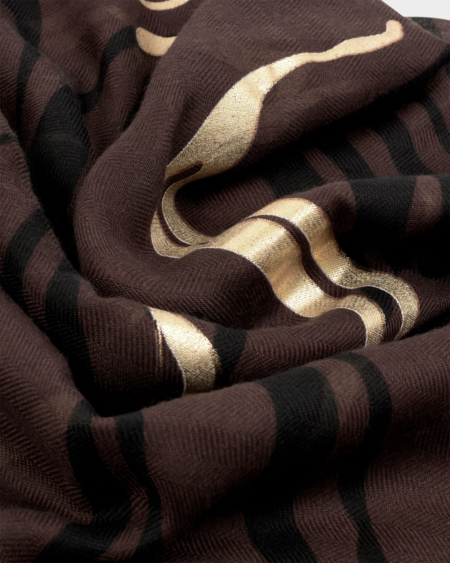 KL Printed Foil Scarf Zebra Chocolate