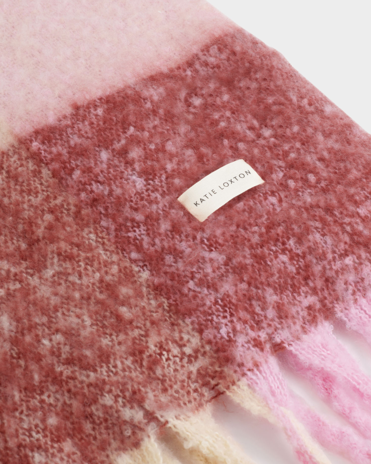 KL Checked Tassle Scarf Burgundy