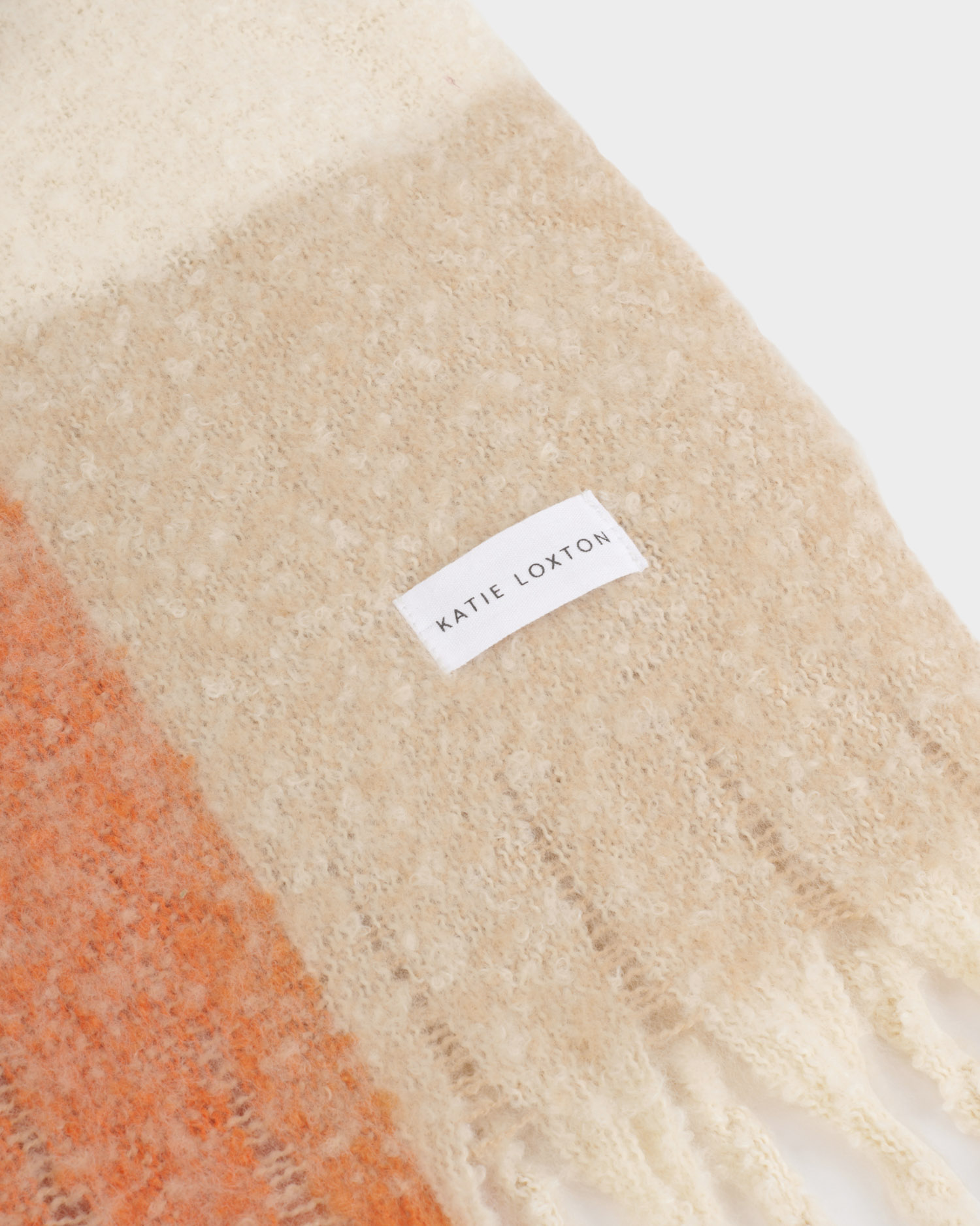 KL Checked Tassle Scarf Orange