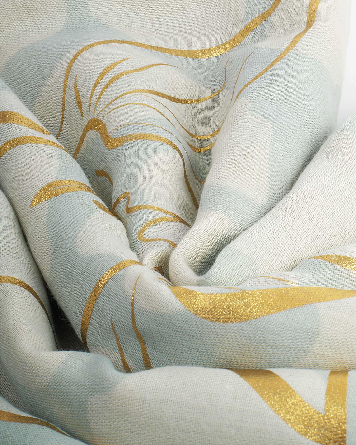 KL Printed Foil Scarf Golden Floral Line SS26