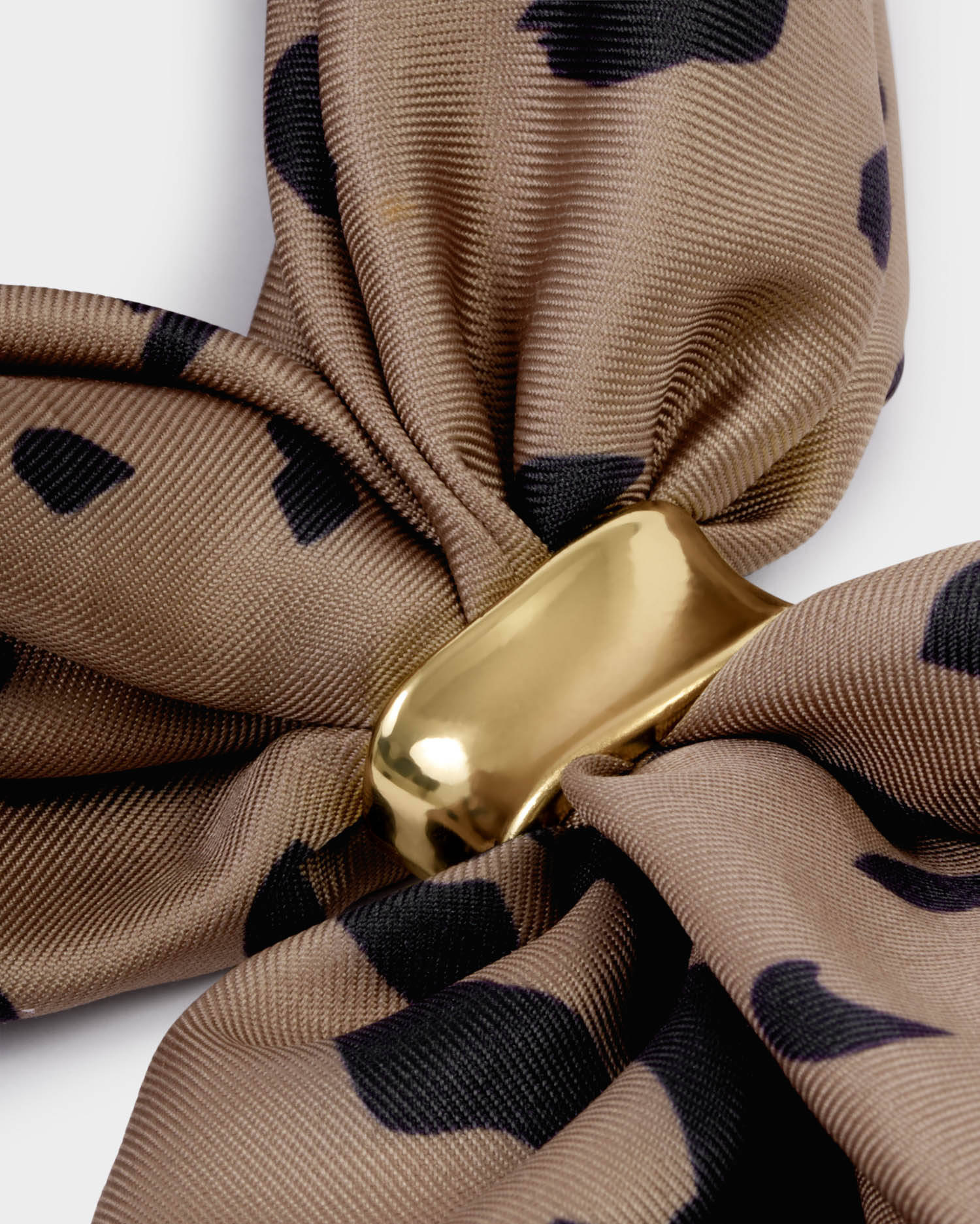 KL Satin Scarf with Gold Ring Leopard SS26
