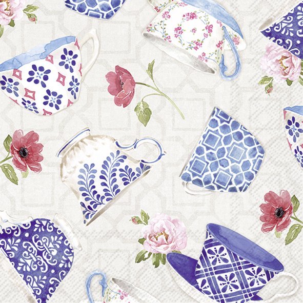 IHR Indigo Coffee Mugs Lunch Napkins
