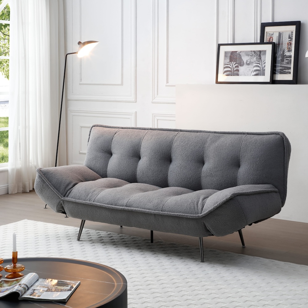 Remi Boucle Fabric Sofa Bed Grey