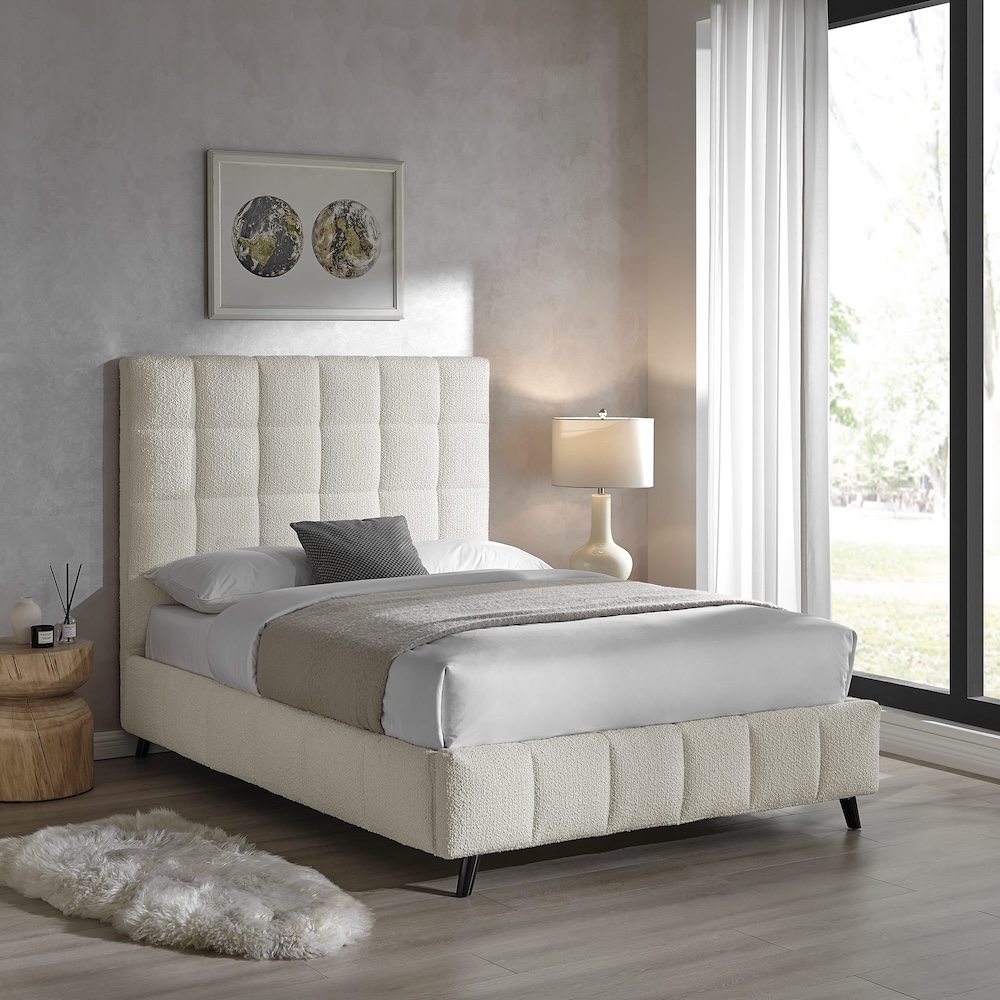 Starla Square 5ft Bedframe – Boucle Ivory