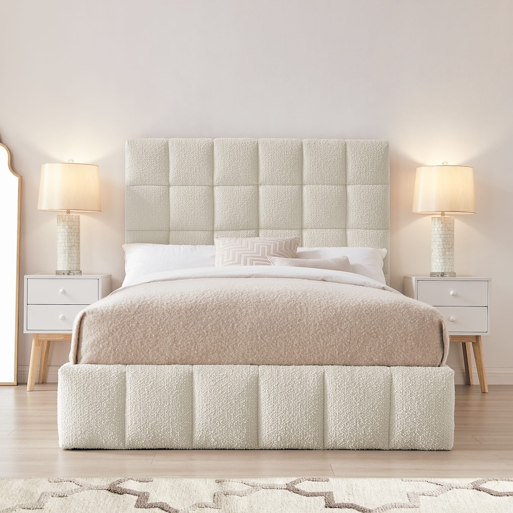 Starla Square 5ft Ottoman Bedframe - Boucle Ivory