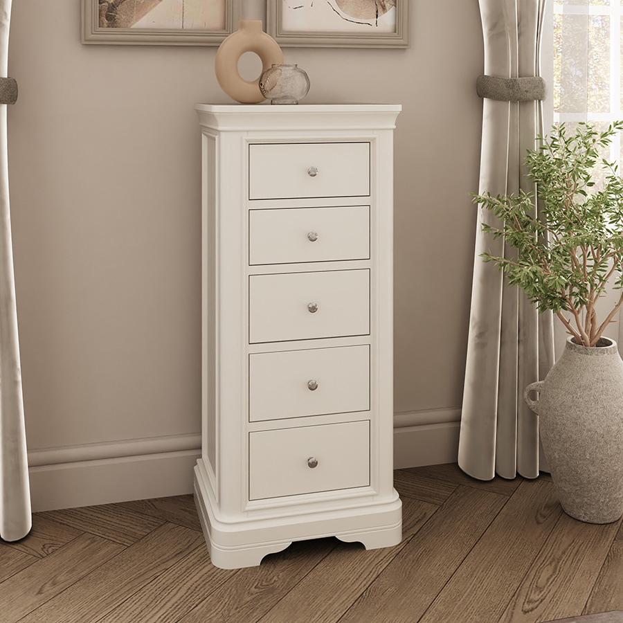 Mirabella Tall Chest 5 Drawer - Bone