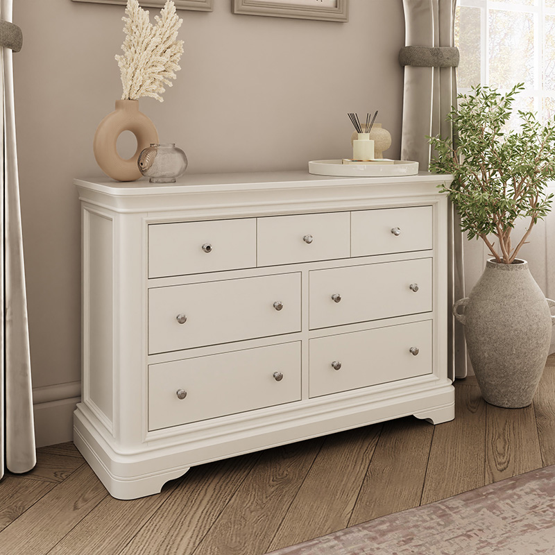 Mirabella 7 Drawer Wide Dressing Chest – Bone