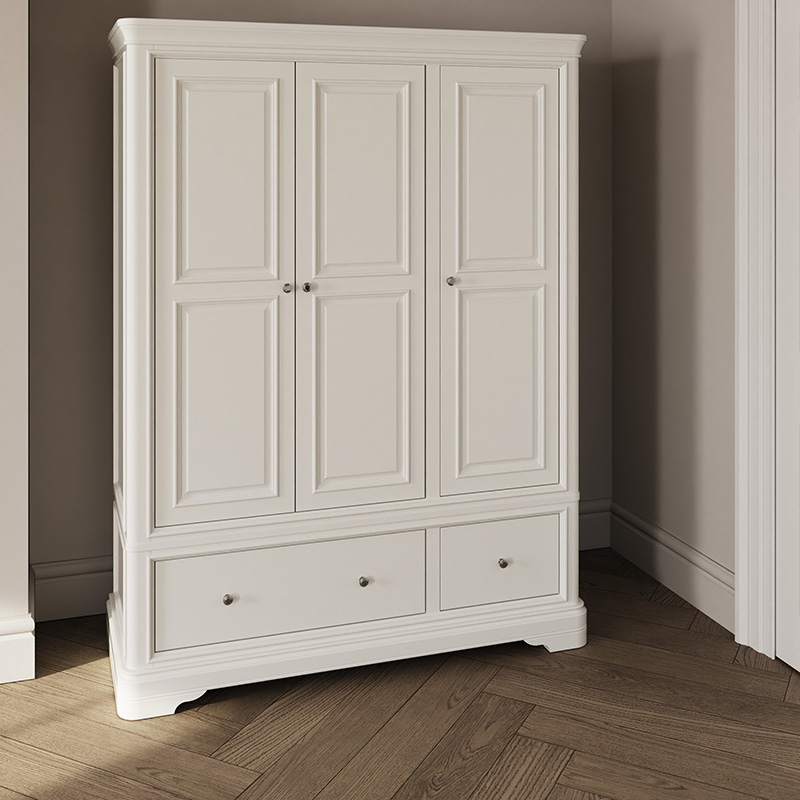 Mirabella Wardrobe 3 Door & 2 Drawers – Bone