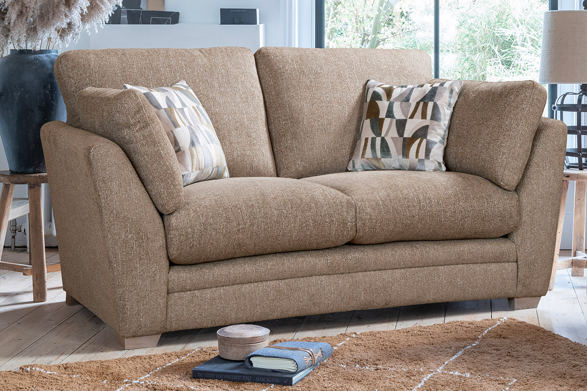 Alstons Rochelle 2 Seater Sofa Standard Back – 6638 Taupe Remy Chenille Plain