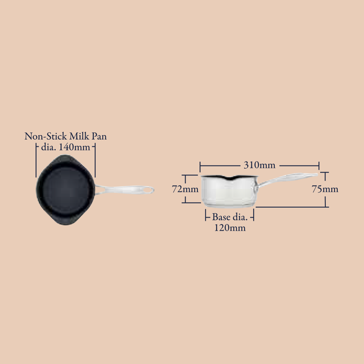 STP 7000 14cm Draining Milk Pan Non Stick