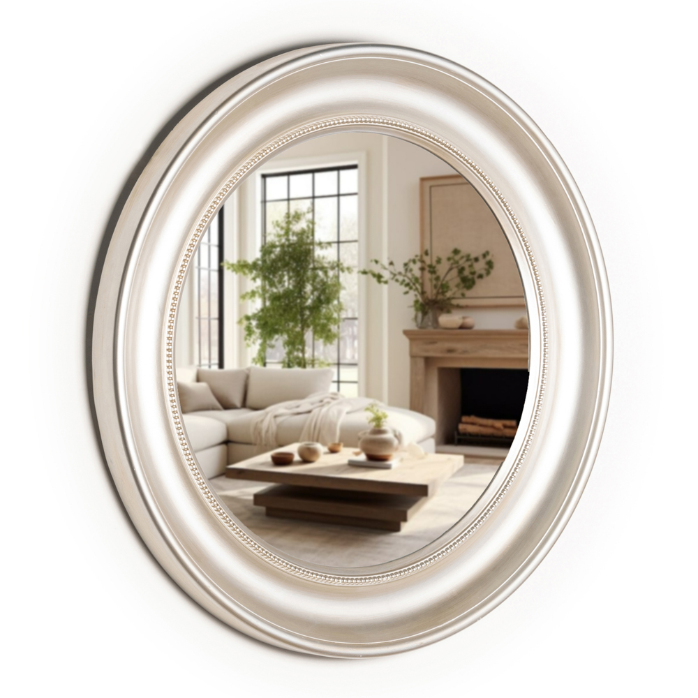 TL Lena Beaded Round Champagne Mirror