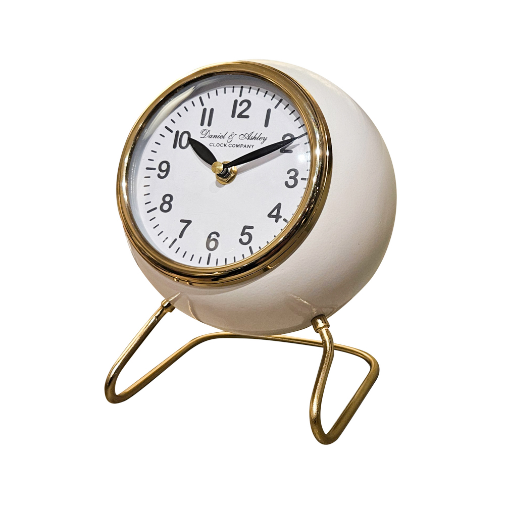 TL Daniel and Ashley Retro Mantel Clock Enamel Ivory