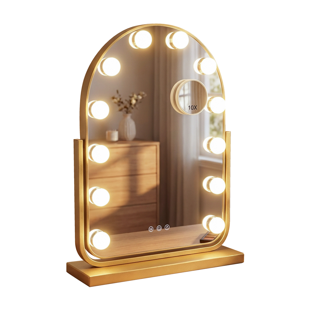 TL LED Hollywood Bulb Arch Vanity Mirror Gold