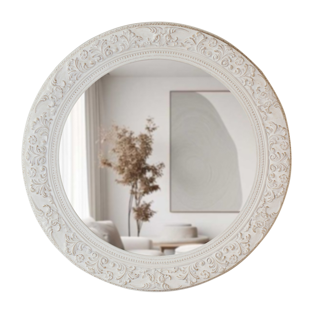 TL Yvette Round Cream Mirror 90cm