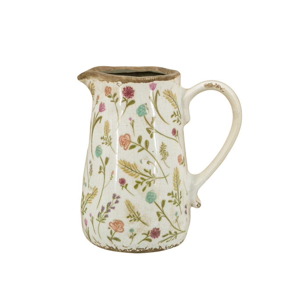 TL Floral Pitcher Vase 18cm