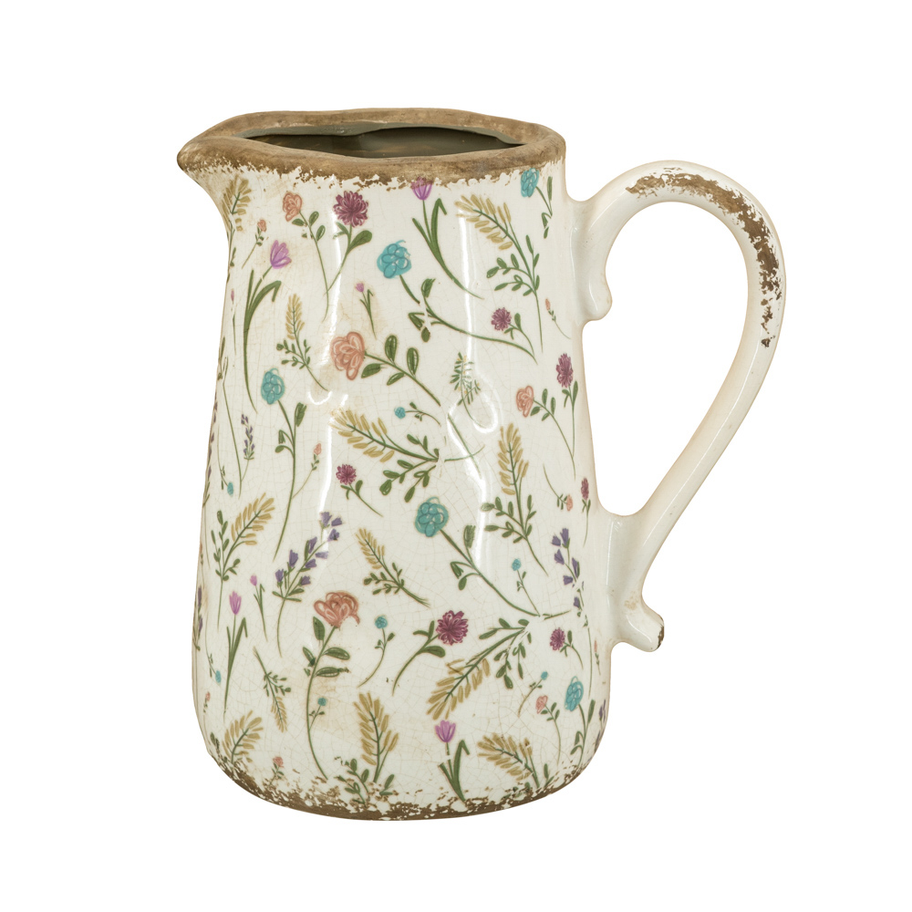 TL Floral Pitcher Vase 23cm