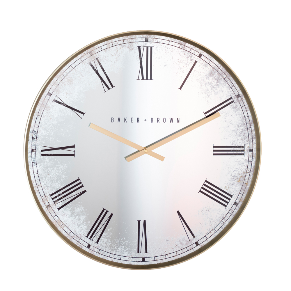 TL Murano Mirrorefd Wall Clock Gold 50cm