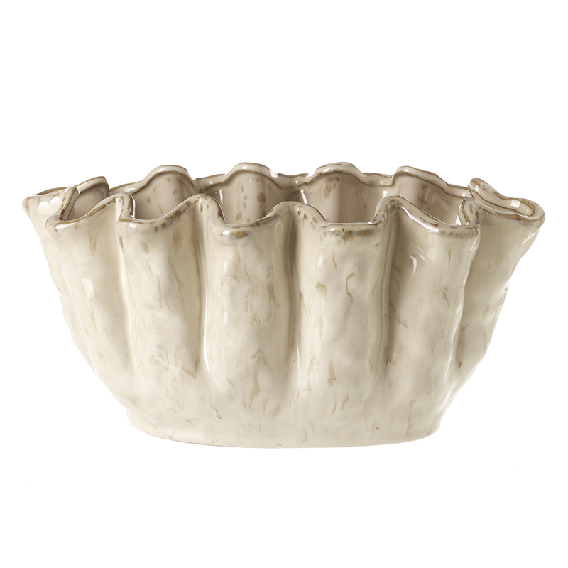 HS White Ceramic Wavey Planter