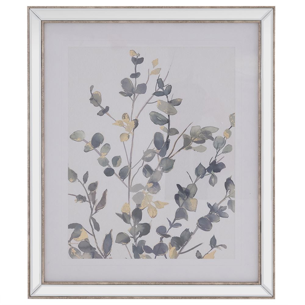 WJ Wild Flower with Gold leaf in mirrored frame 56x66cm II