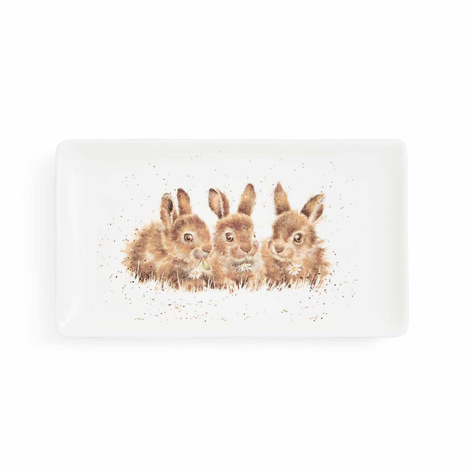Wrendale Rect. Tray 20cm Rabbits