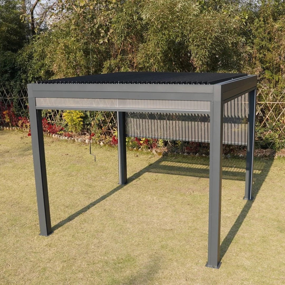 Belfort Gazebo 3X3m with Curtains and LED Charcoal