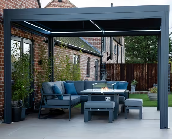 Belfort Gazebo 3.6m X 3.6m with Curtains and LED Charcoal